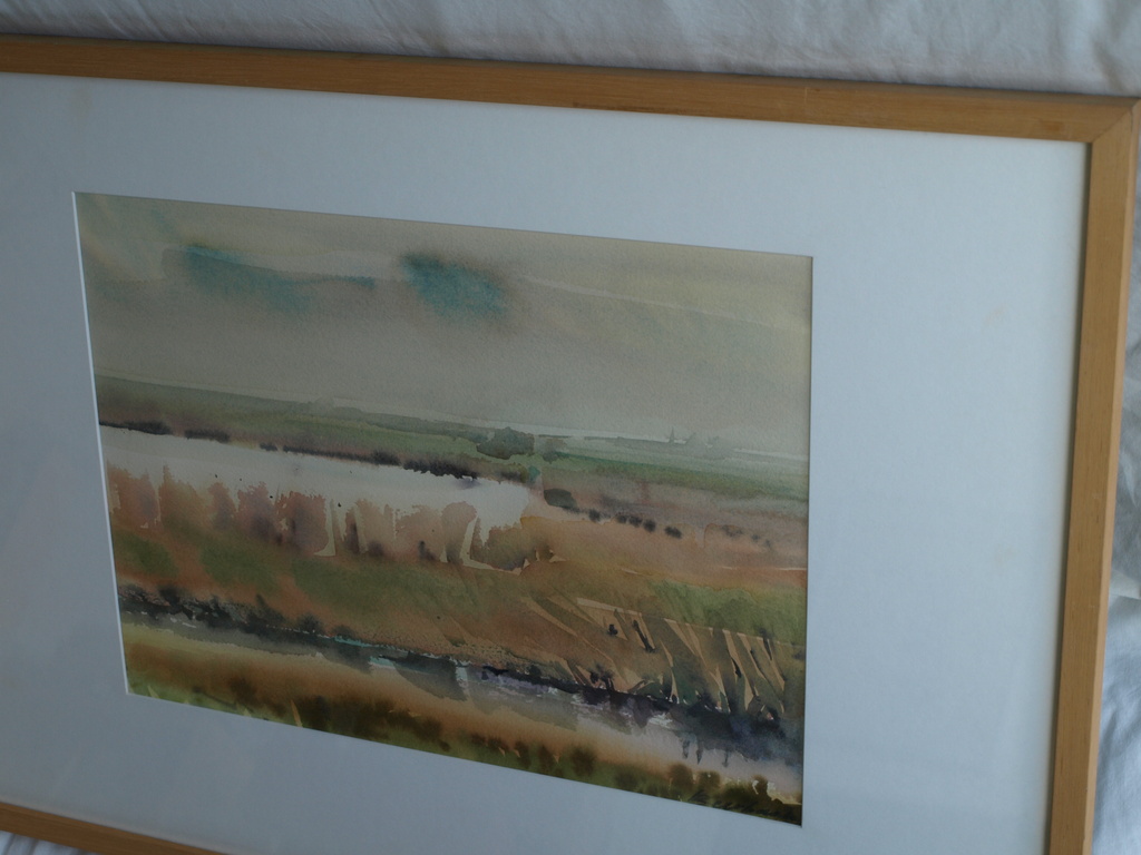 Frederik Beerbaum : Aquarel – Landschap I – gesigneerd & ingelijst – ca 1975  kopen? Bied vanaf 75!