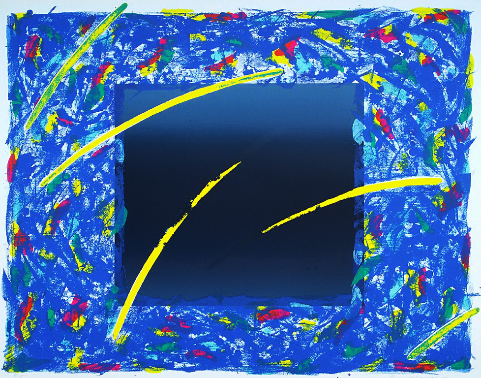Kenji Nagai - Abstracte compositie, zeefdruk (groot) verkocht voor € 65!