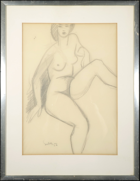 Siep van den Berg: Tekening, Naakt - Ingelijst verkocht voor € 200!