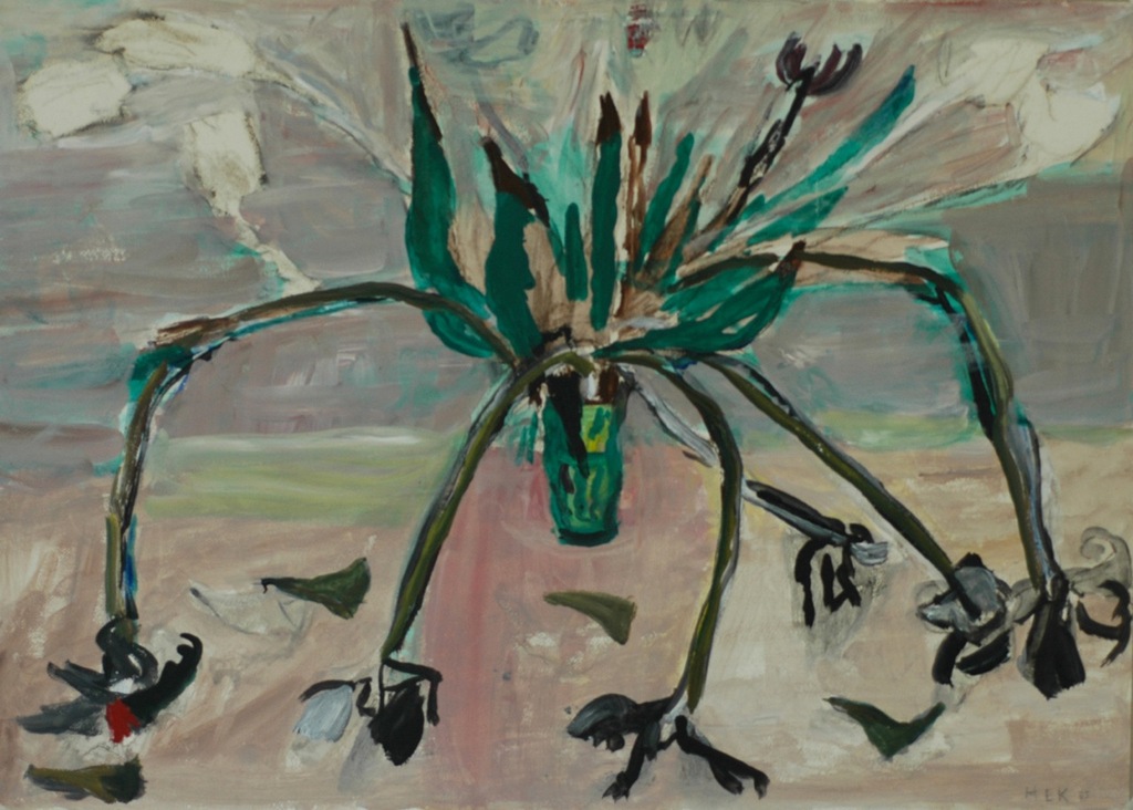 Hans Ebeling Koning: gouache/verf op papier, Zwarte Tulpen kopen? Bied vanaf 50!