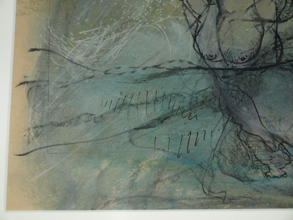 Frits van Eeden: Gemengde techniek – Zwemmer – Gesigneerd & ingelijst - 1969 kopen? Bied vanaf 75!