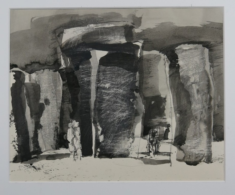 Jaap Ploos van Amstel: Inkt en Aquarel, Stonehenge verkocht voor € 50!