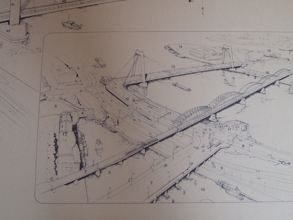 Rudolf Das - originele bouwtekening Willemsbrug Rotterdam kopen? Bied vanaf 1!