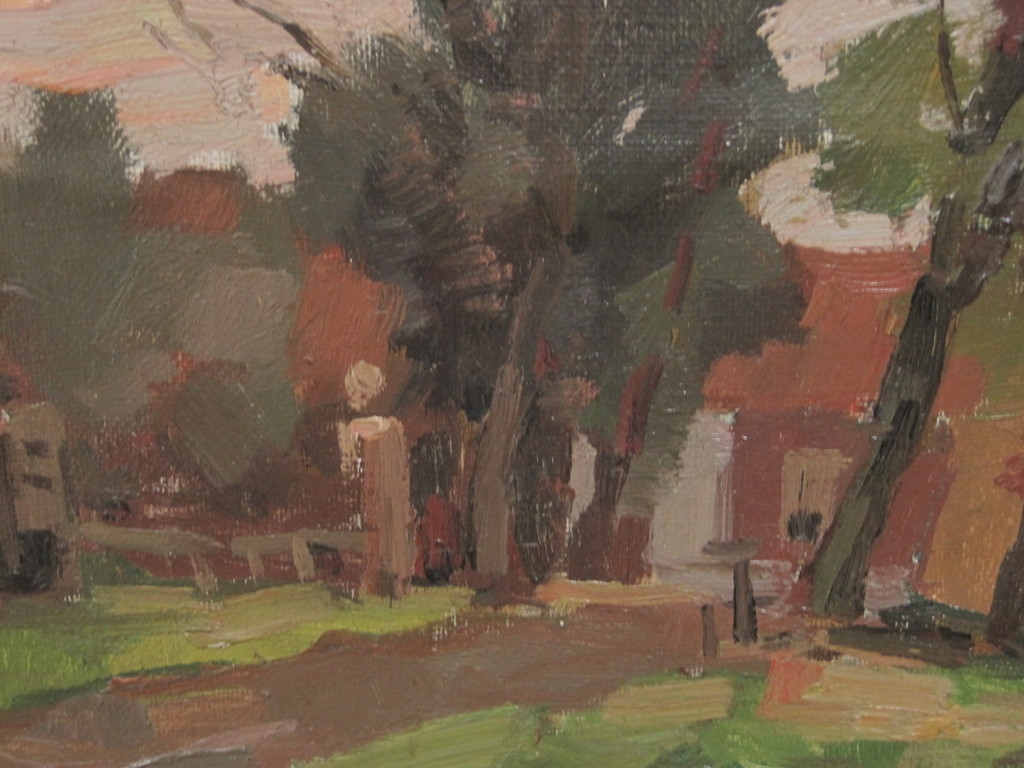 Henk v Leeuwen v.O 1890-1972 "zomeravond te Broeksloot" 1950 gesigneerd kopen? Bied vanaf 1!