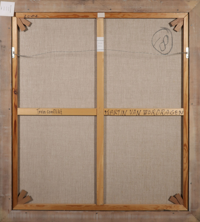 Martin van Wordragen: Olieverf op doek, Trein-conflikt - Ingelijst (Groot) kopen? Bied vanaf 750!