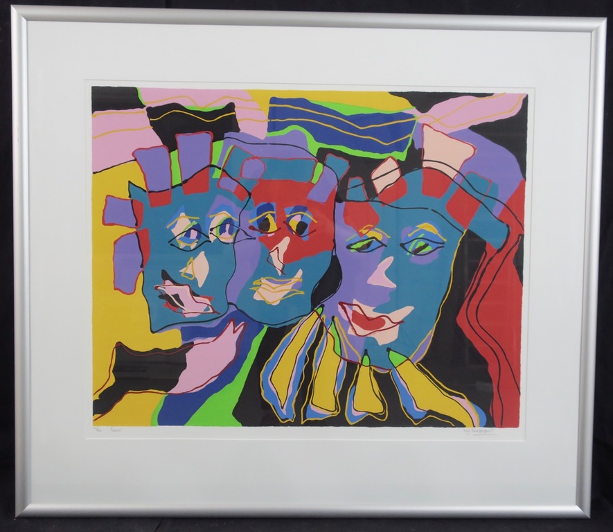 Marianne Naerebout: Zeefdruk, Faces - Ingelijst (Groot) verkocht voor € 70!