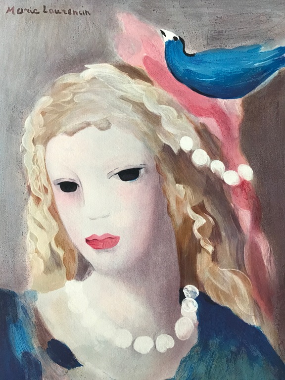 ++Marie Laurencin - Lithografie - La fille avec l'oiseau bleu++ verkocht voor € 95!