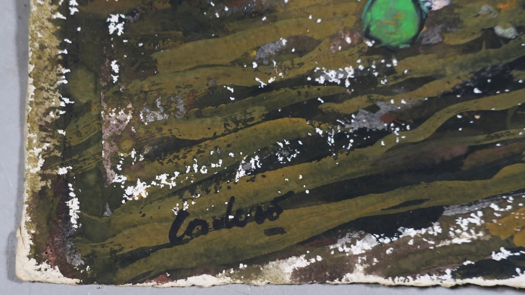 Horacio Cordero: Acryl en assemblage op handgeschept papier, Z.T. (Tafel) kopen? Bied vanaf 50!