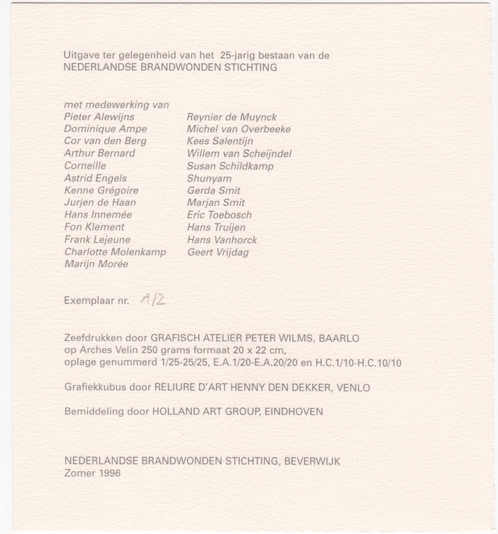 Kees Salentijn, zeefdruk, 1996 kopen? Bied vanaf 70!
