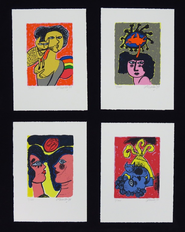 Corneille: Portfolio met 4 zeefdrukken, Quatre petites scenes d'ete kopen? Bied vanaf 280!