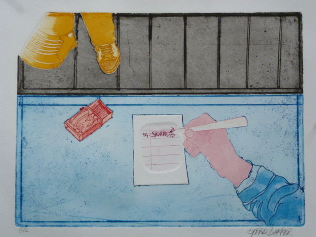 Sjoerd Bakker - kleurenets - Hand met pen haalt notitie door verkocht voor € 35!