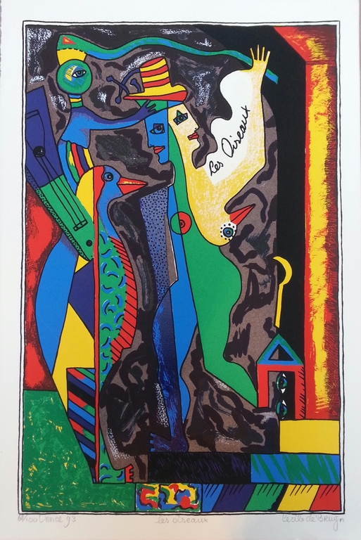 Cecile de Bruijn, zeefdruk op papier, titel:" les Oiseaux " kopen? Bied vanaf 40!