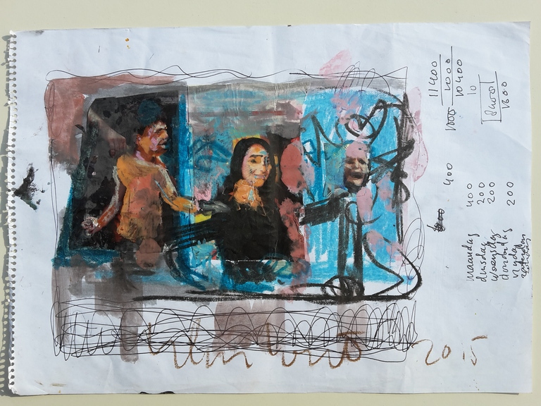 Peter Klashorst - 5 collages/gemengde techniek op papier - gesigneerd kopen? Bied vanaf 1!