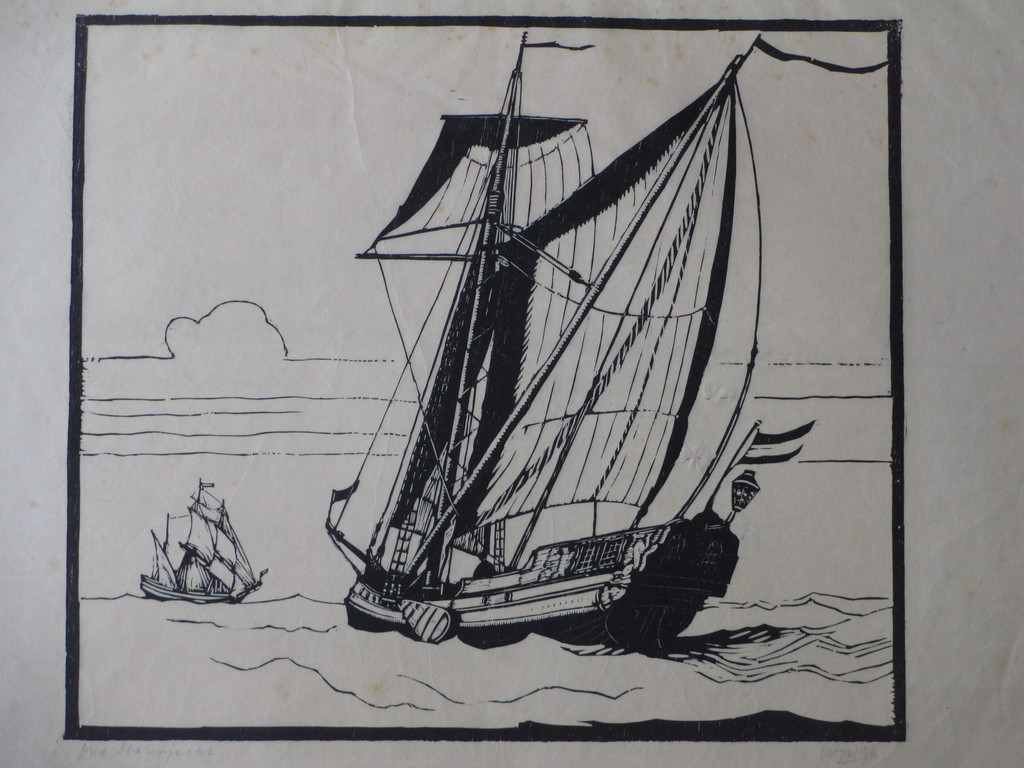 W.J.Dijk, Oud Statenjacht, Houtsnede kopen? Bied vanaf 30!