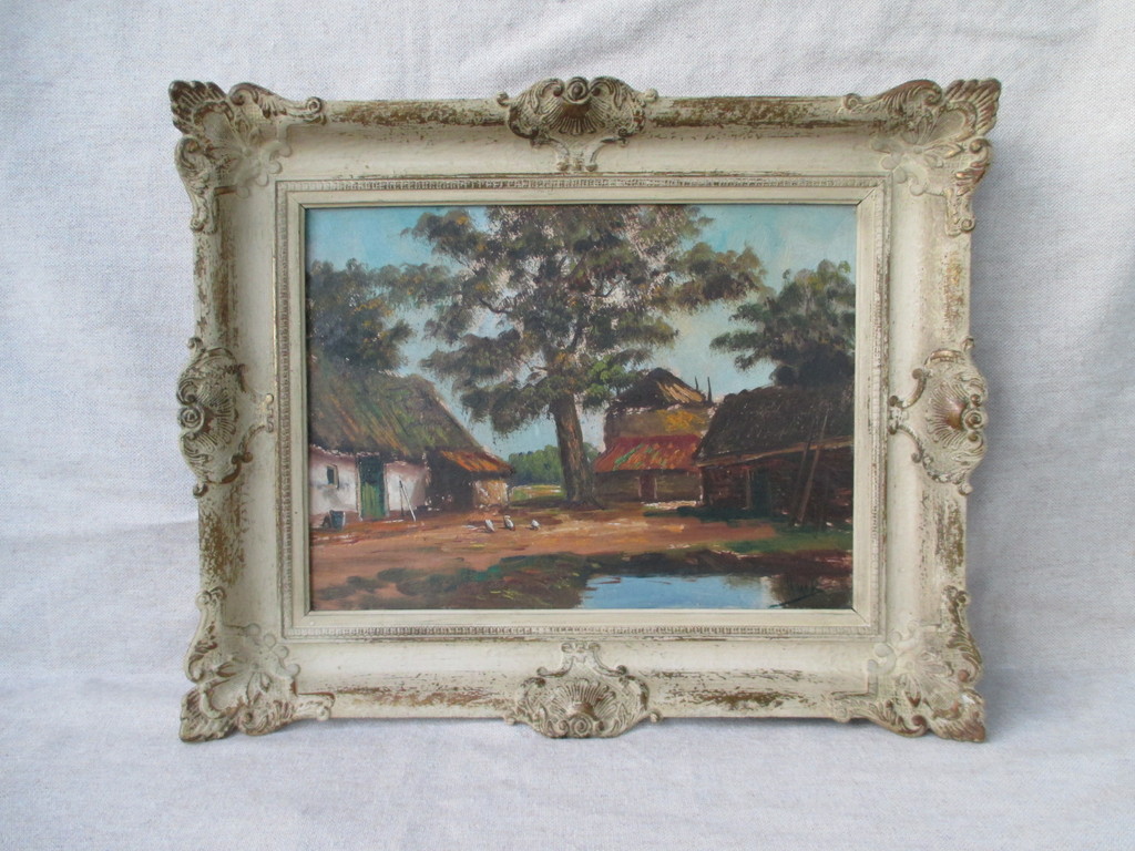 Olieverf op paneel, Boerenerf kopen? Bied vanaf 35!