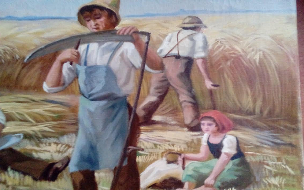 Kunstschilder onbekend Olievberf op doek   ,Graan oogst kopen? Bied vanaf 1!