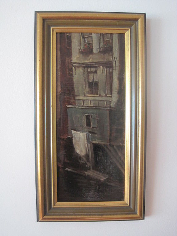 R.H.Oldeman olieverf stadsgezicht "Oudezijds Kolk Amsterdam"   verkocht voor € 75!