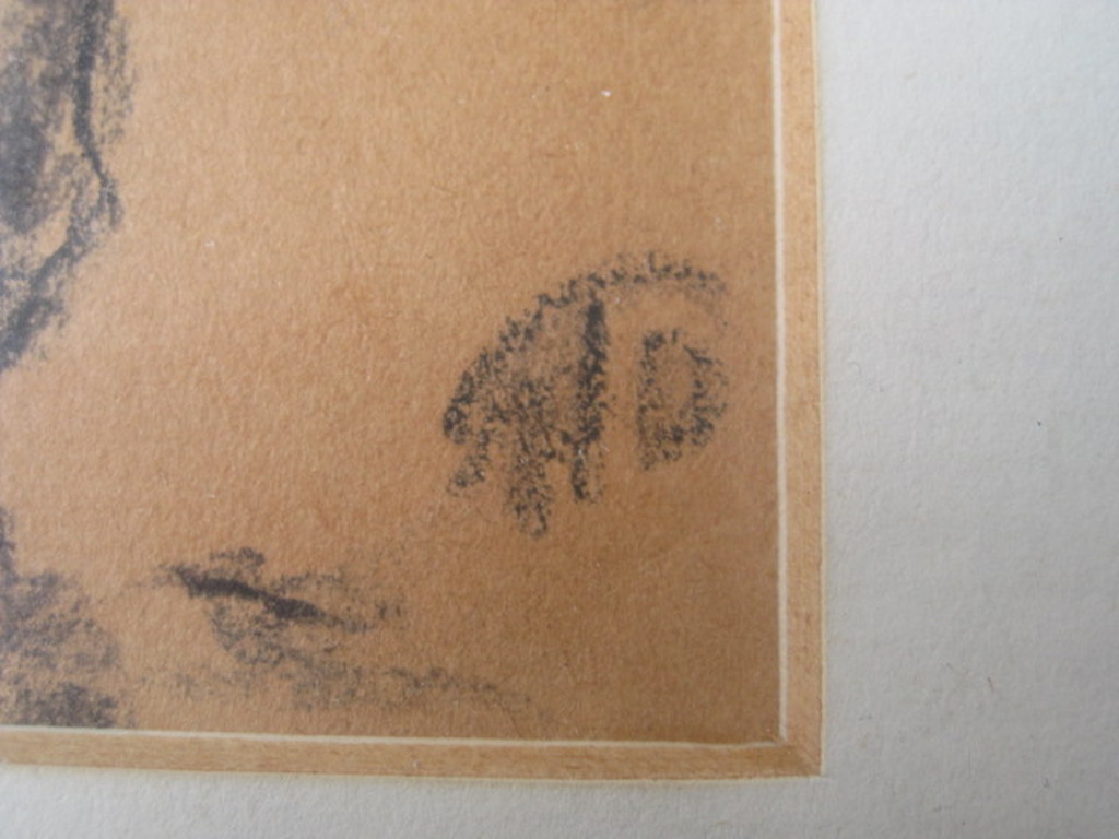 omstreeks 1920 realistische houtskooltekening van boer en paard met monogram kopen? Bied vanaf 1!