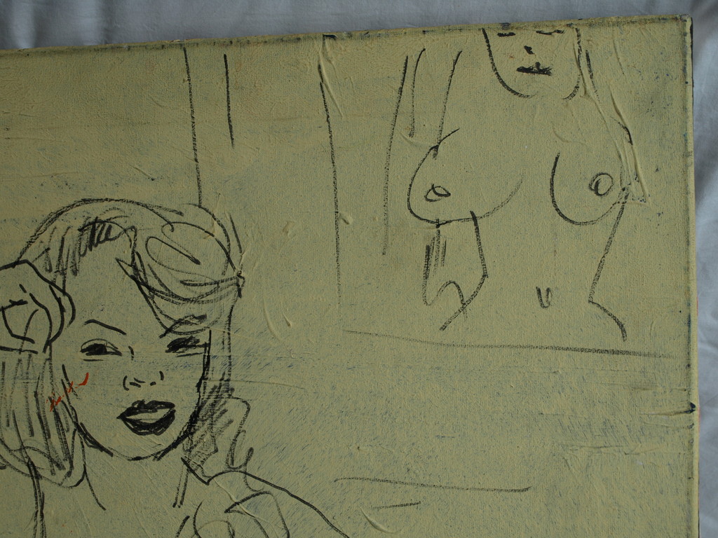 Peter Klashorst : Acrylverf en stift op doek – Vrouw – 80 x 60 cm –  2001 kopen? Bied vanaf 1!