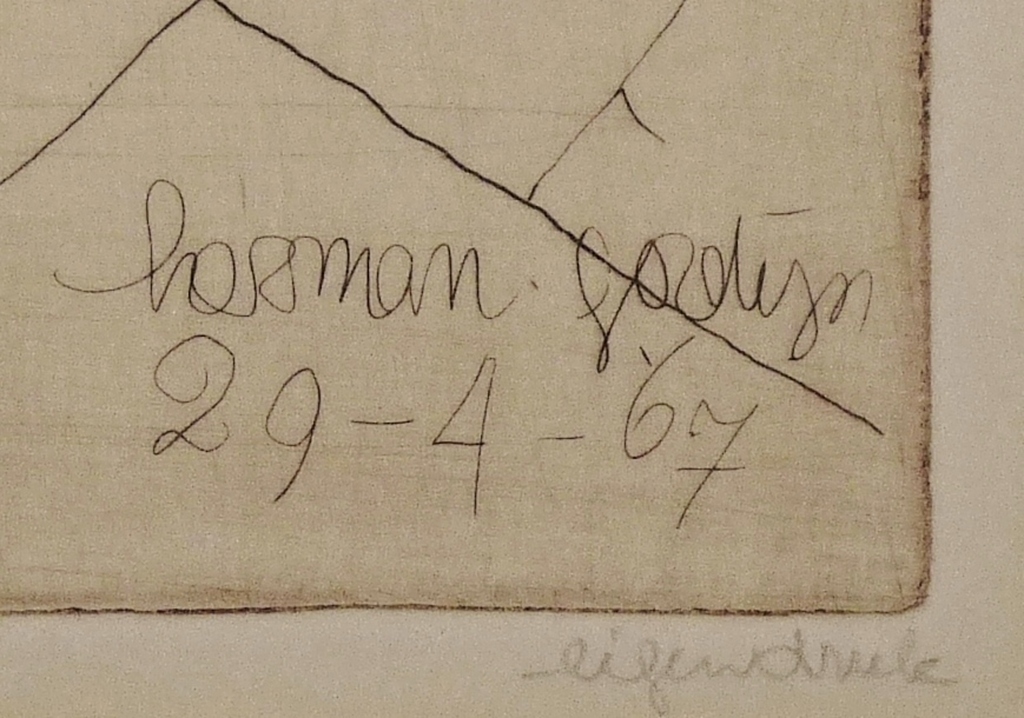 Herman Gordijn: Ets, Begrafenis, Gesigneerd,1967 kopen? Bied vanaf 225!