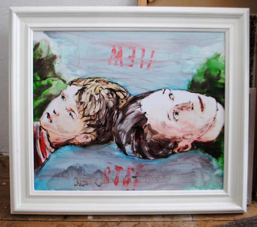 Father and Son. Bert Maurits, Haarlem, Holland. Acryl op linnen.  50/60 cm  kopen? Bied vanaf 180!