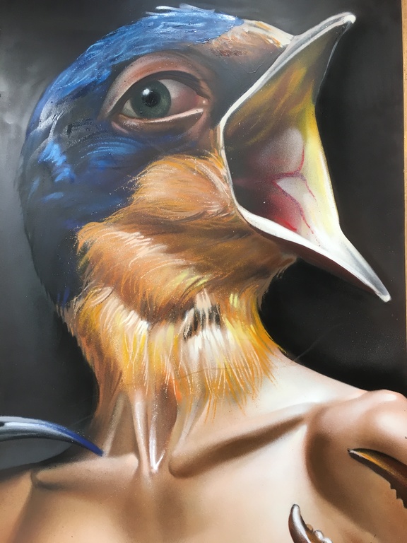 Belin - woman with bird head - spray paint  kopen? Bied vanaf 3500!