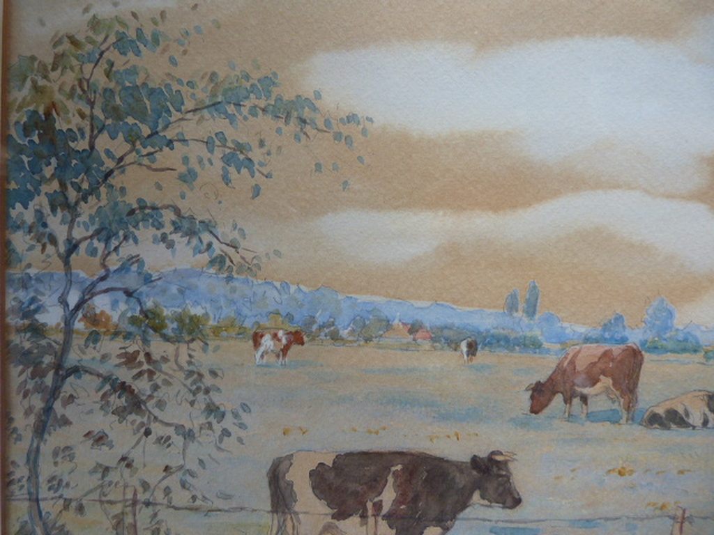 A. Verbeek ( 20e eeuw ) - aquarel - koeien op het land. kopen? Bied vanaf 1!