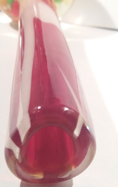 Glazen presse papier met rode bloem onderin  kopen? Bied vanaf 1!