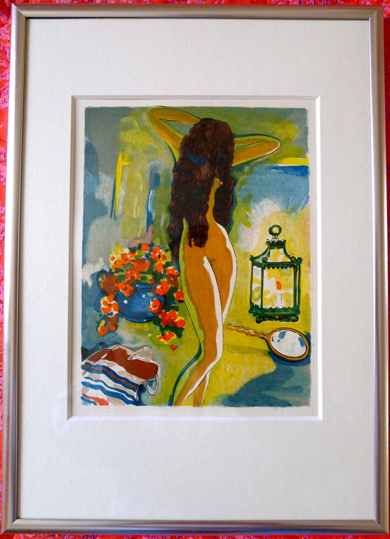 Kees van Dongen  een houtgravure  naar aquarel uit 1001 nacht, 1955 . Ingelijst. verkocht voor € 70!