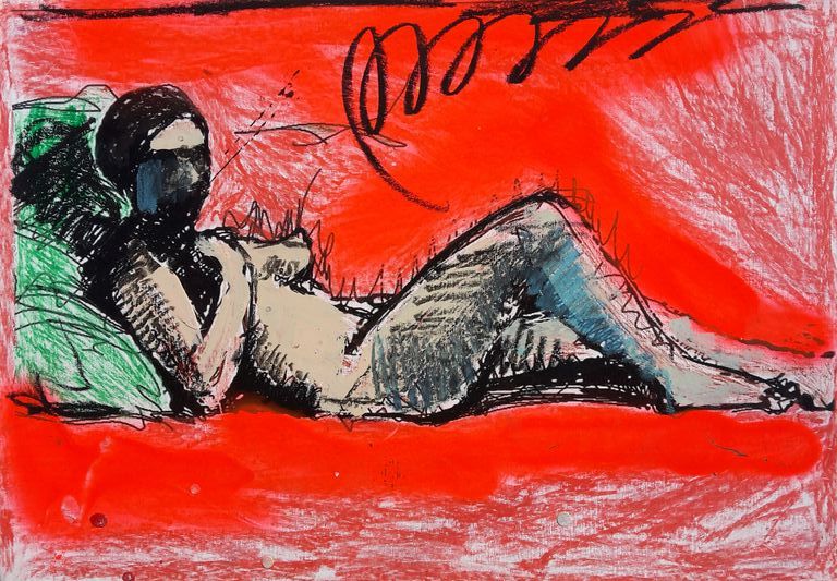 Peter Klashorst - Nude prostitute... - gemengde techniek op papier - gesigneerd kopen? Bied vanaf 75!