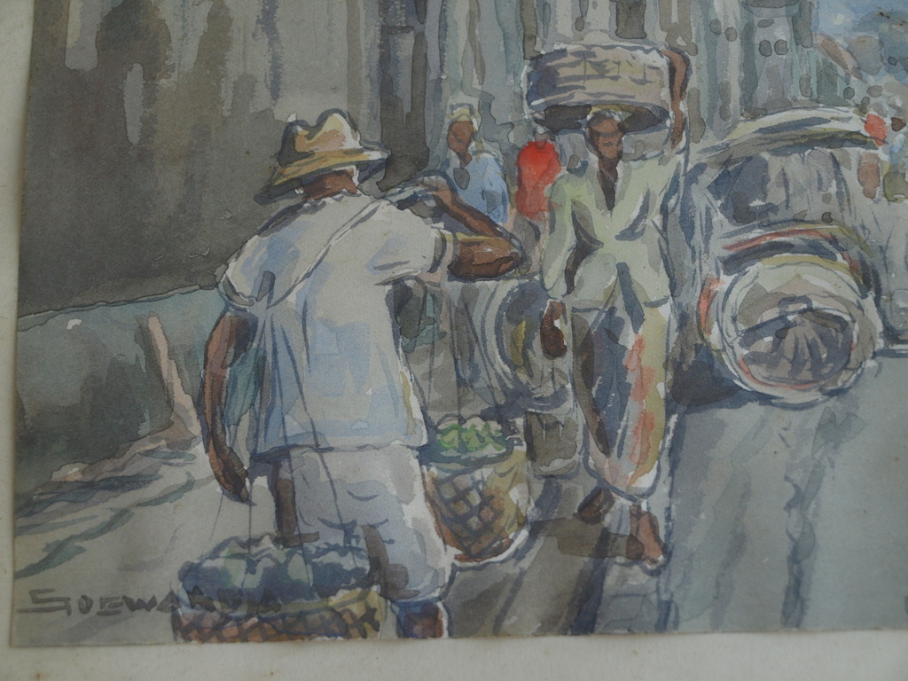 Soewardja : Aquarel – Stadssgezicht Indonesië - gesigneerd – ca 1935 kopen? Bied vanaf 1!
