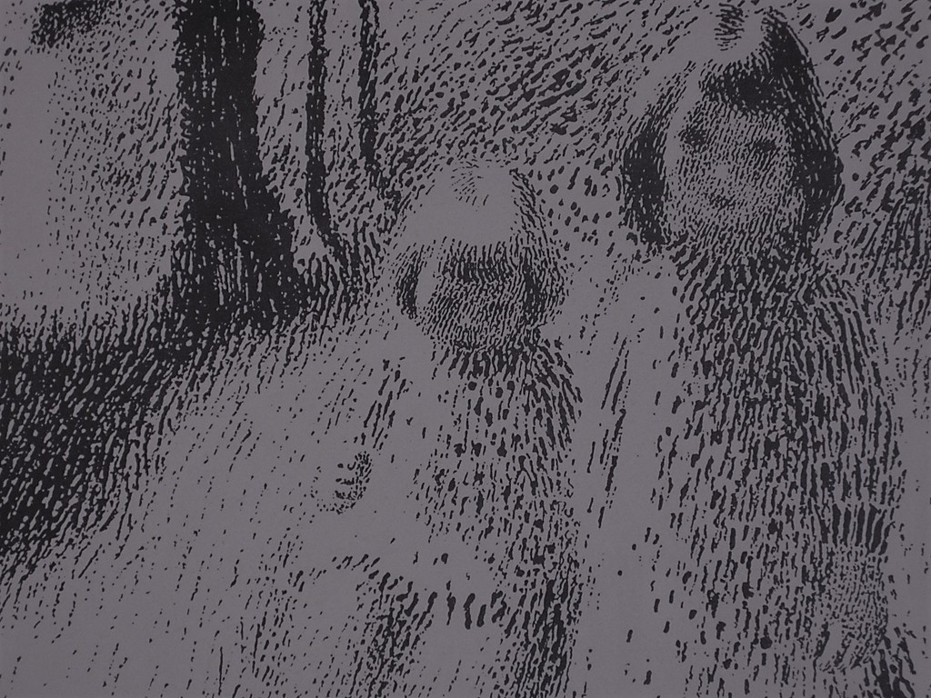 Mooie Divisionistische Inkttekening "zusjes in landschap" gesigneerd/gedateerd verkocht voor € 55!