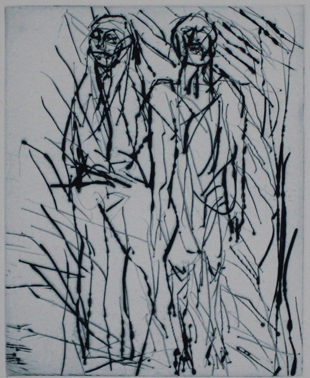 FRIEDEMANN HAHN. Ets. -Zwei Figuren- Oplage 40. 1989. Handgesigneerd. kopen? Bied vanaf 29!