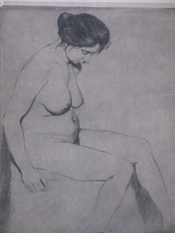 Andreas Schotel, Zittende naakte vrouw, Ets kopen? Bied vanaf 1!