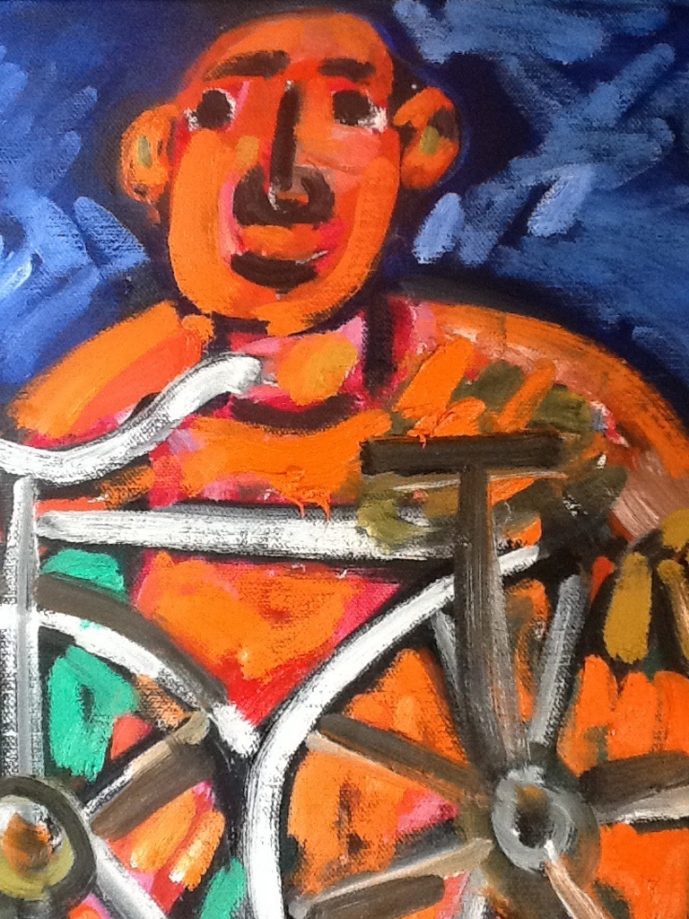 Jan Sierhuis: olieverf op doek, Kinderen met fiets. kopen? Bied vanaf 350!