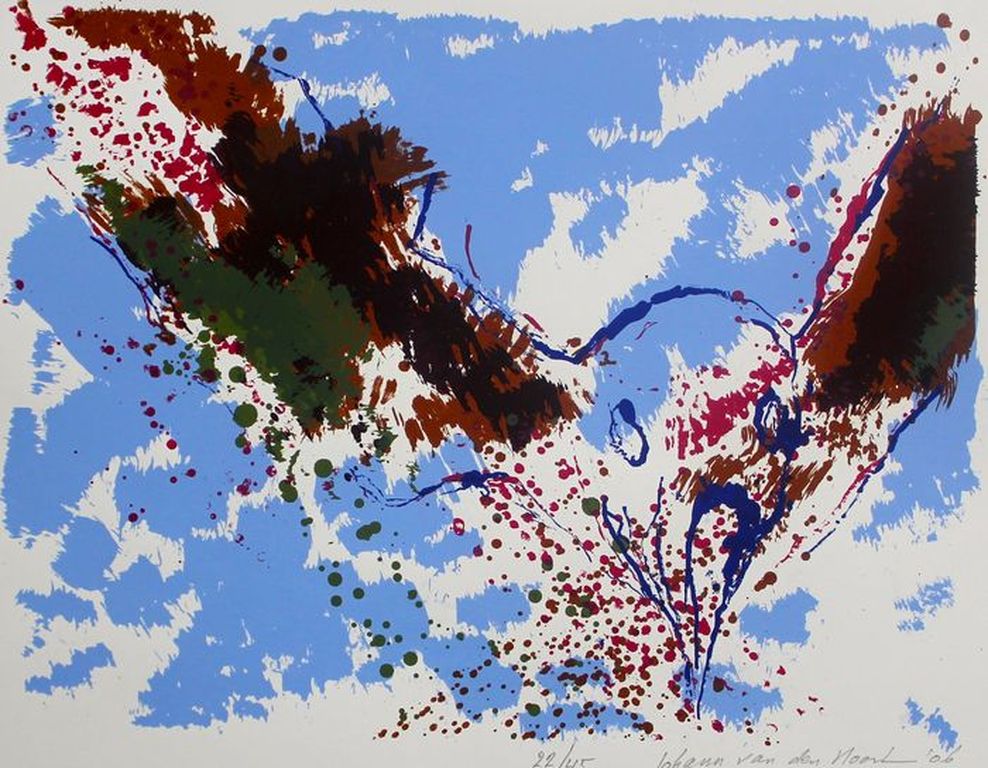 JOHAN van den NOORT  Gesigneerde Kleurenzeefdruk FLYING BIRD uit 2006 verkocht voor € 40!