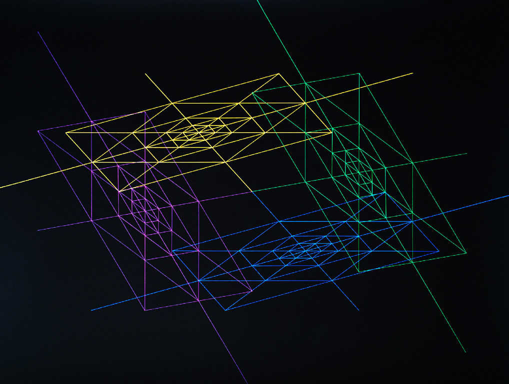 Karel Novosad - Geometrisch abstract, zeefdruk op wit plastic verkocht voor € 80!