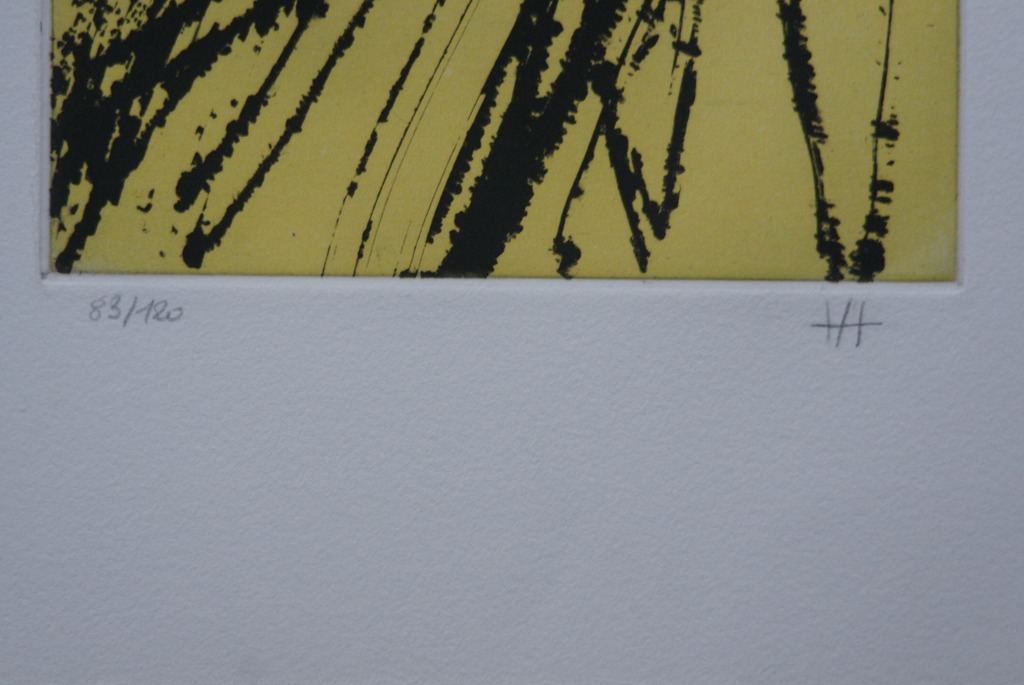 Hans Hartung - hand signed etching in yellow and black - 1989 - oplage: 120 ex. kopen? Bied vanaf 225!