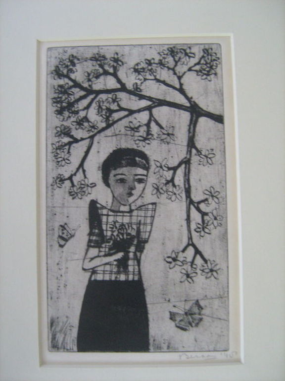 Jo Bezaan (1894-1952) - Meisje (met dubbel gezicht) in klederdracht - Grafiek verkocht voor € 75!