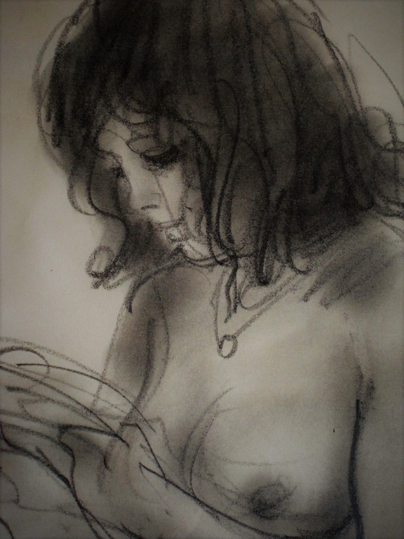 Fraaie houtskooltekening "lezend Naakt" gesign Otto Dicke (Dordrecht 1918-1984)  kopen? Bied vanaf 1!