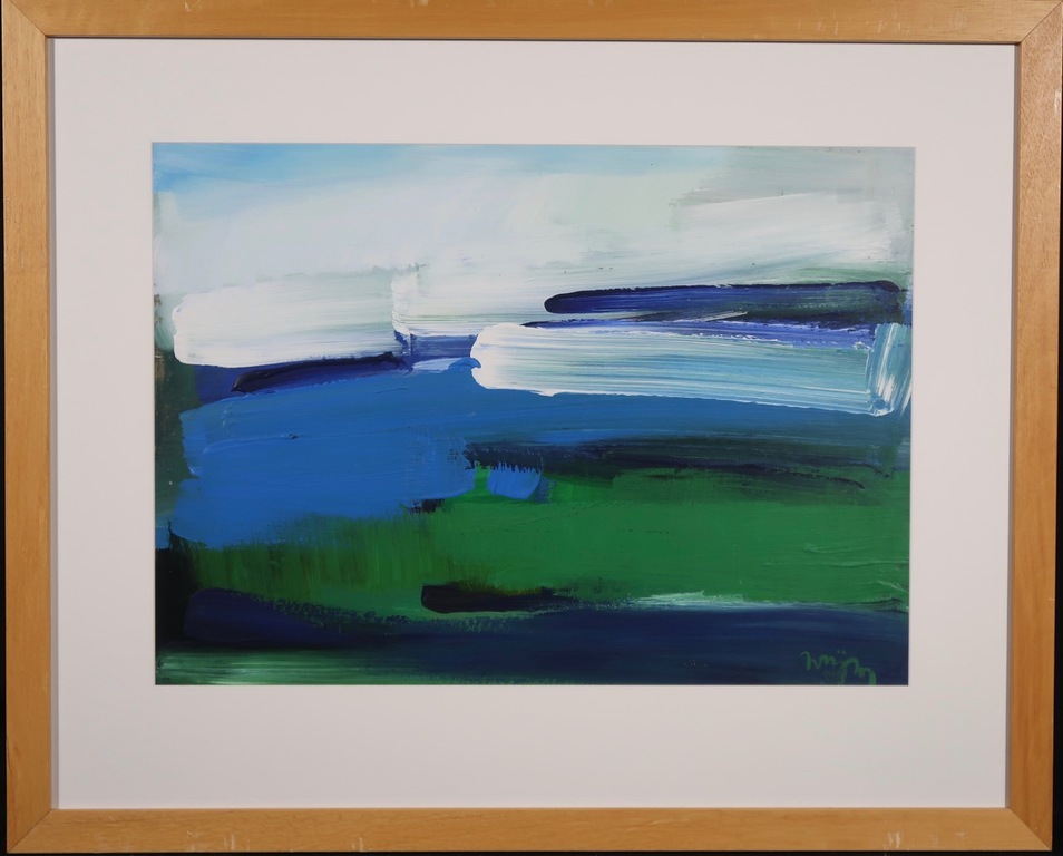 Wijm Bos: Acryl op papier, Z.T. - Ingelijst verkocht voor € 100!
