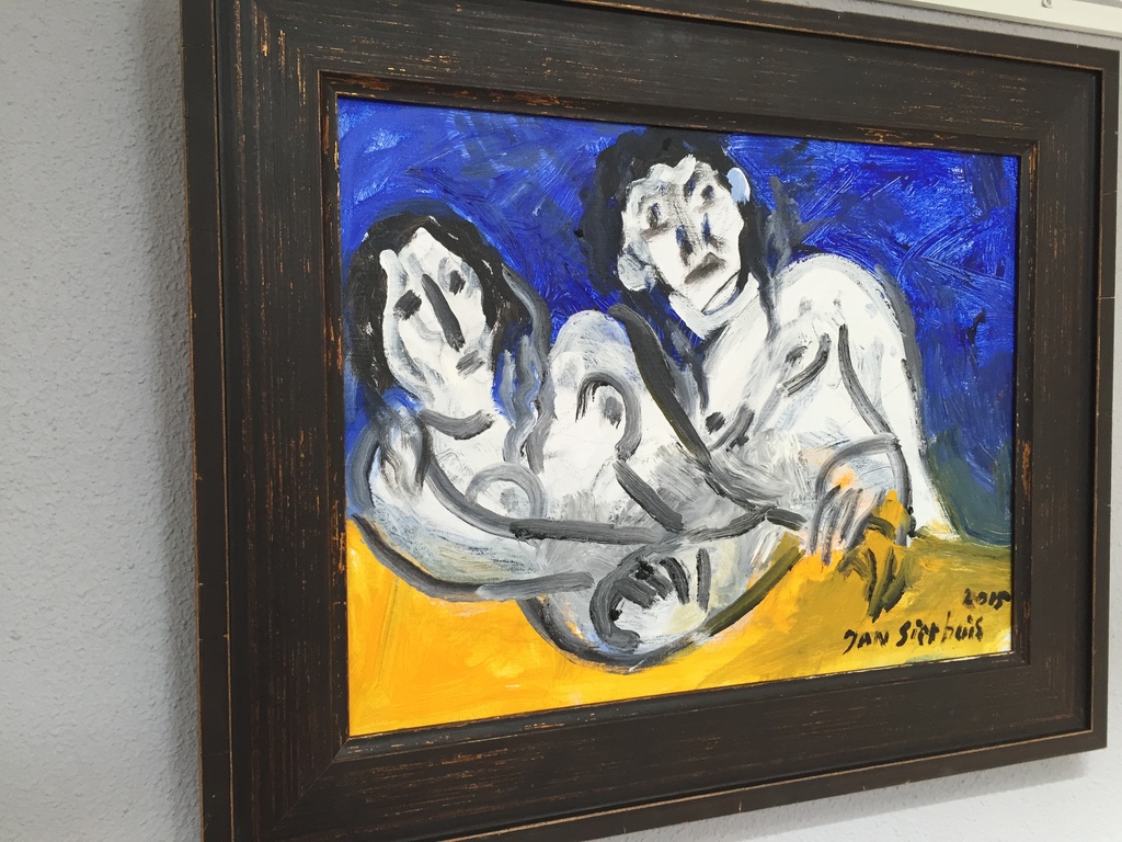 JAN SIERHUIS  acrylic op doek Titel: Echtpaar  2015 kopen? Bied vanaf 1!