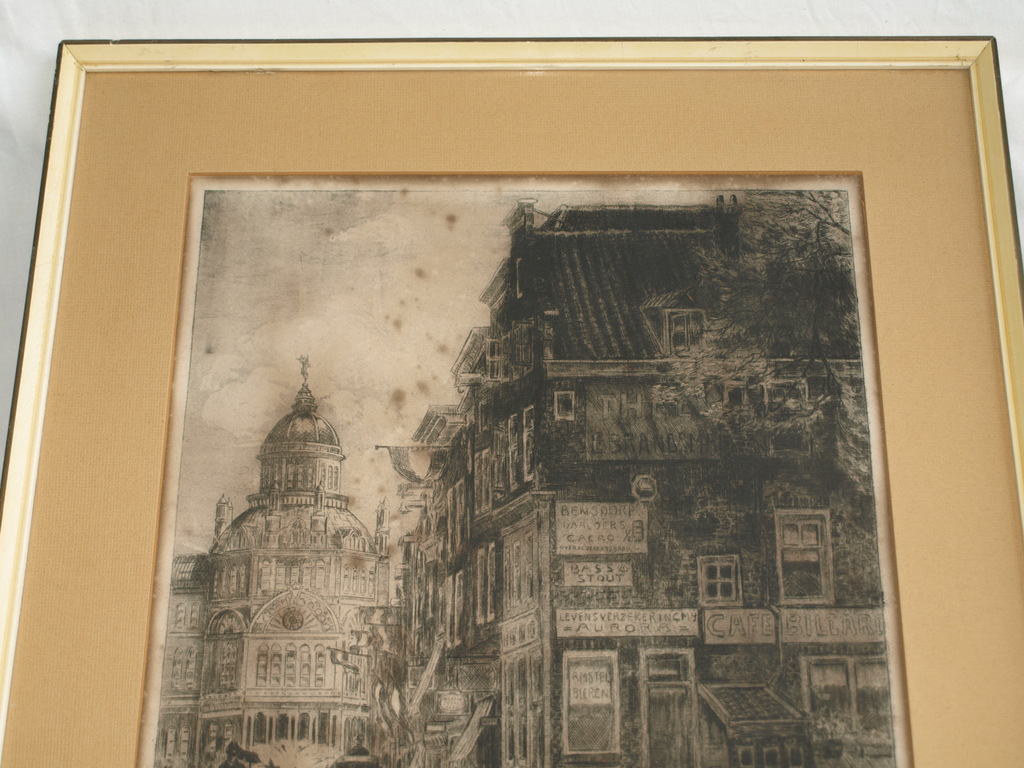 Eugène Rensburg – Ets, Utrechtsestraat Amsterdam – Gesigneerd en ingelijst –1925 kopen? Bied vanaf 1!
