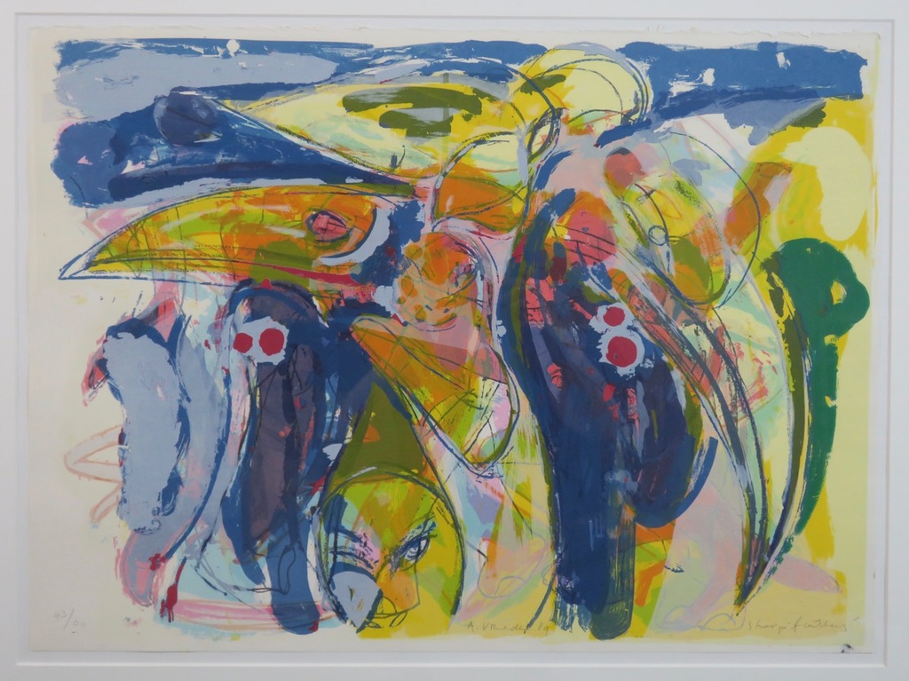 Anton Vrede: Litho, Sharp feathers - Ingelijst kopen? Bied vanaf 40!