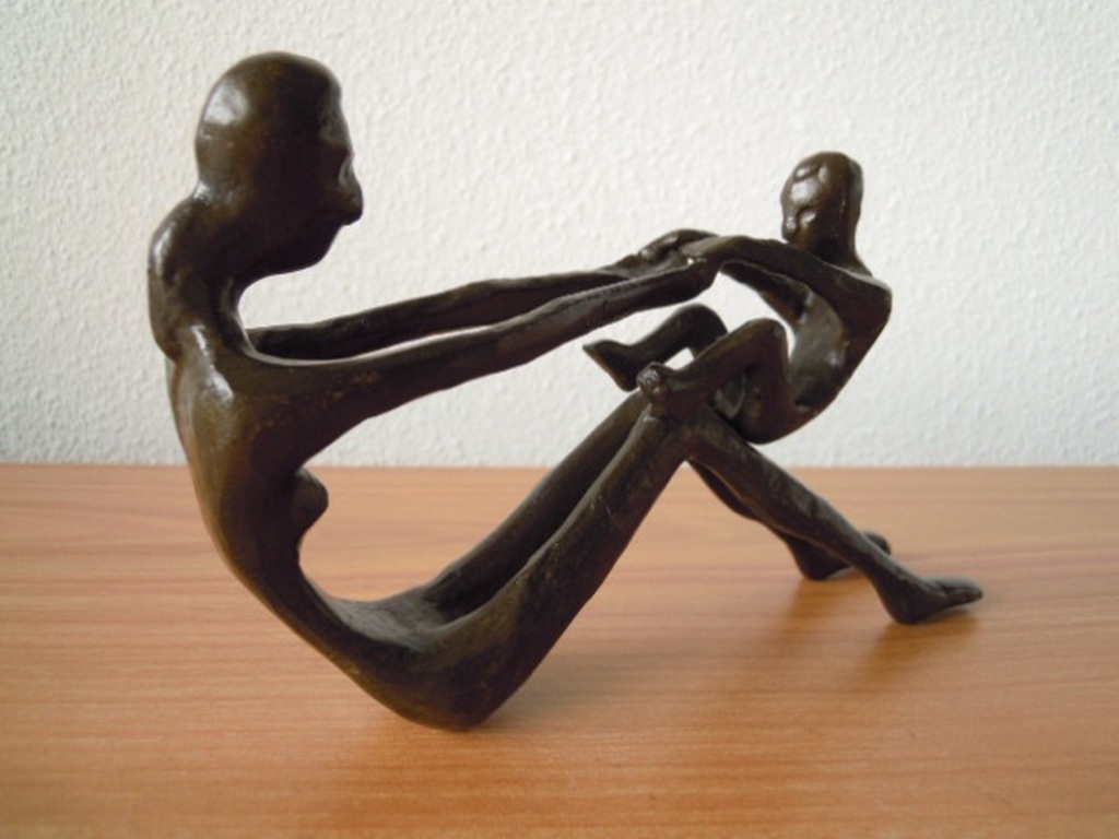 Modern massief bronzen beeld - MOEDER MET KIND kopen? Bied vanaf 25!