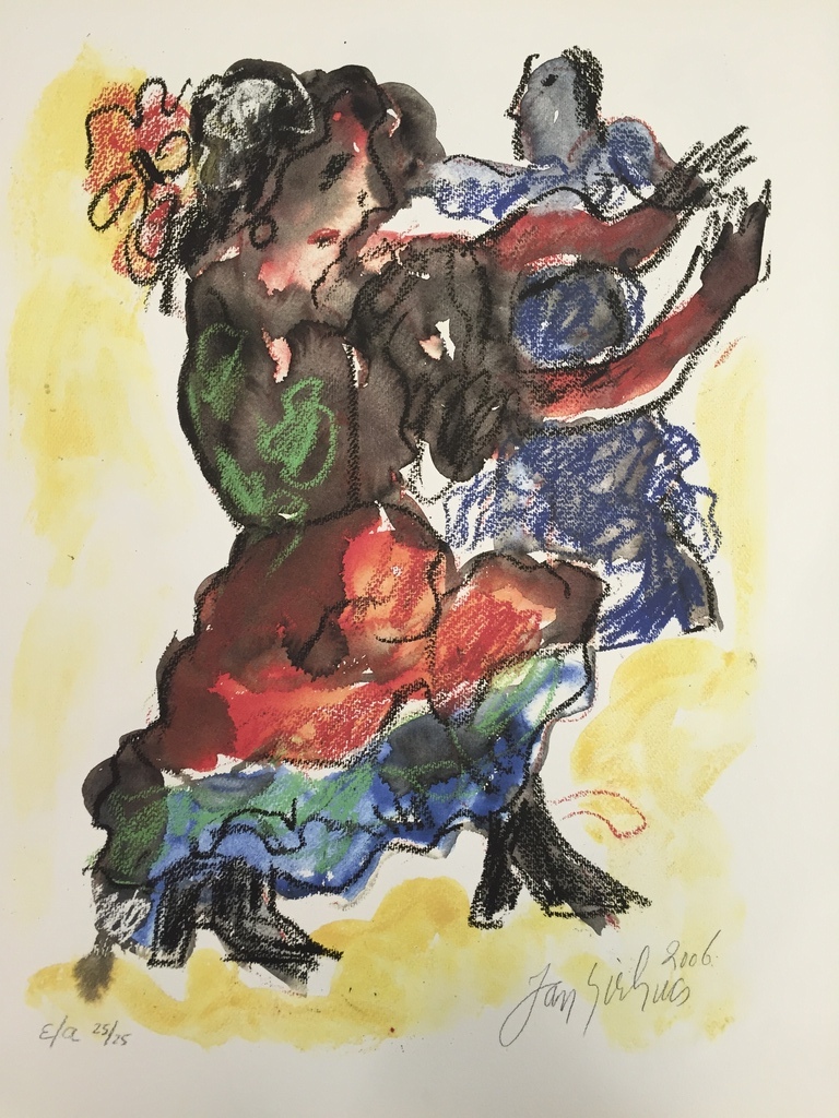 JAN SIERHUIS originele E/A piezo/zeefdruk  Titel: De dans 2006 verkocht voor € 80!
