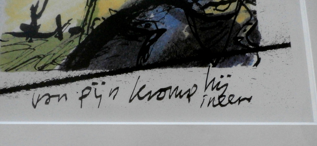 Herman Brood- grote ingelijste zeefdruk: van pijn kromp hij ineen (Bono - U2) kopen? Bied vanaf 275!