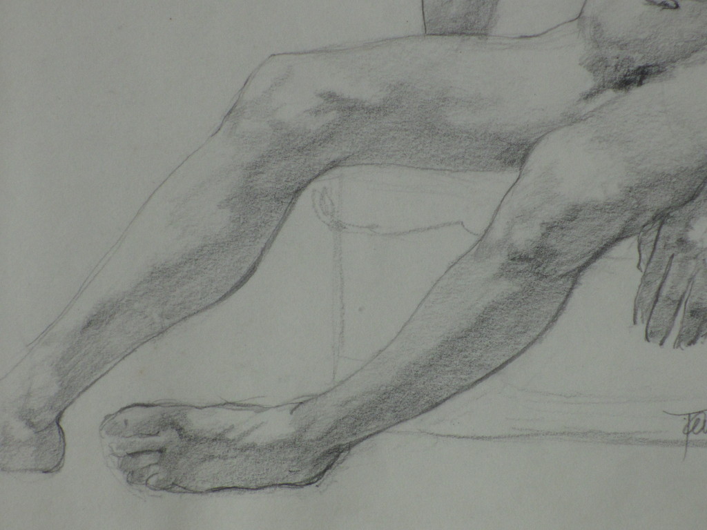Jan Battermann, Zittende naakte man, Tekening kopen? Bied vanaf 30!