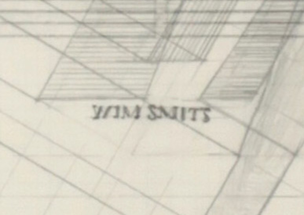 Wim Smits: Collage van potlood op papier, Concerto d'architecture - Ingelijst kopen? Bied vanaf 100!