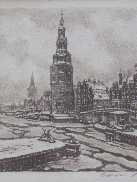 Cornelis Brandenburg, Oude Schans in de sneeuw, Ets kopen? Bied vanaf 60!